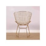 Handpicked Furniture Gold & White Metal Dining Chair | Steel Frame with Cushioned Seat | Elegant Modern Design for Dining Room, Kitchen & Café Seating