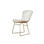 Handpicked Furniture Gold & White Metal Dining Chair | Steel Frame with Cushioned Seat | Elegant Modern Design for Dining Room, Kitchen & Café Seating