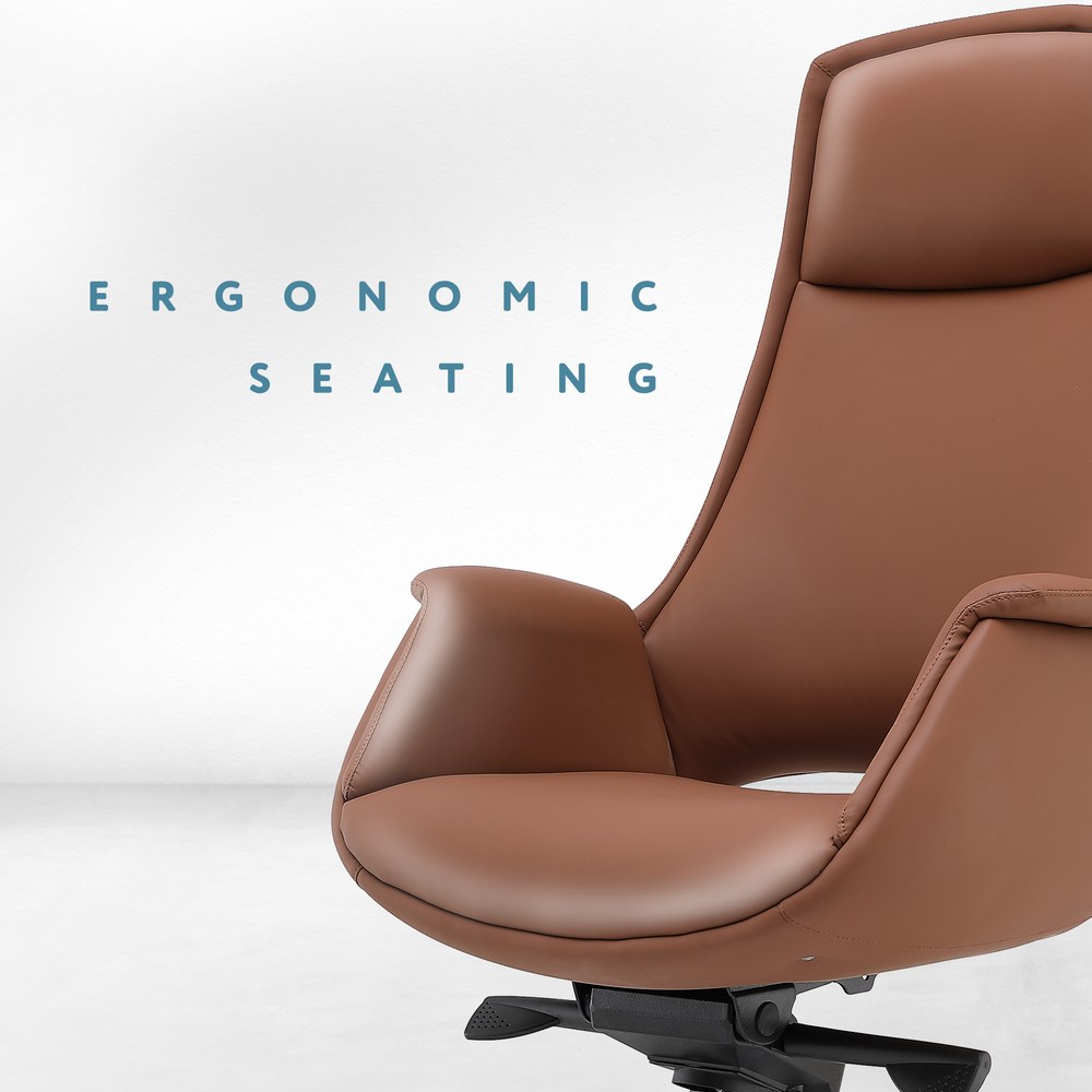 Skyland Executive Office Chair – Ergonomic High Back, Adjustable Height & Tilt, Luxury PU Leather with Soft Armrests, Premium Swivel Chair for Home & Office - Image 4