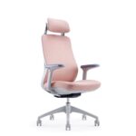 Skyland Lumbar Massage Office Chair with Wireless Heated Lumbar Massager - High-Back Mesh Design, Adjustable Headrest & Armrests for Ultimate Comfort (Pink)
