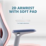 Skyland Lumbar Massage Office Chair with Wireless Heated Lumbar Massager - High-Back Mesh Design, Adjustable Headrest & Armrests for Ultimate Comfort (Pink)