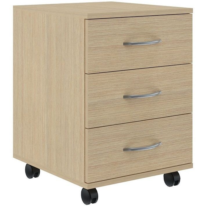 3-Drawer Mobile File Cabinet for Home Office on Rolling Pedestal with Castor Wheels, Legno Light