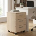 Skyland Mobile File Cabinet with 3 Locking Drawers and Wheels for Home Office – Modern Beechwood Tiara Storage Solution