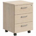 Skyland Mobile File Cabinet with 3 Locking Drawers and Wheels for Home Office – Modern Beechwood Tiara Storage Solution