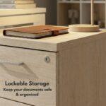Skyland Mobile File Cabinet with 3 Locking Drawers and Wheels for Home Office – Modern Beechwood Tiara Storage Solution