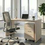 Skyland Mobile File Cabinet with 3 Locking Drawers and Wheels for Home Office – Modern Beechwood Tiara Storage Solution