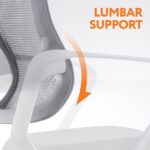 SkyLand Ergonomic High-Back Office Chair with Lumbar Support and Breathable Mesh - Adjustable Comfort - for Home Office and Executives (Grey)