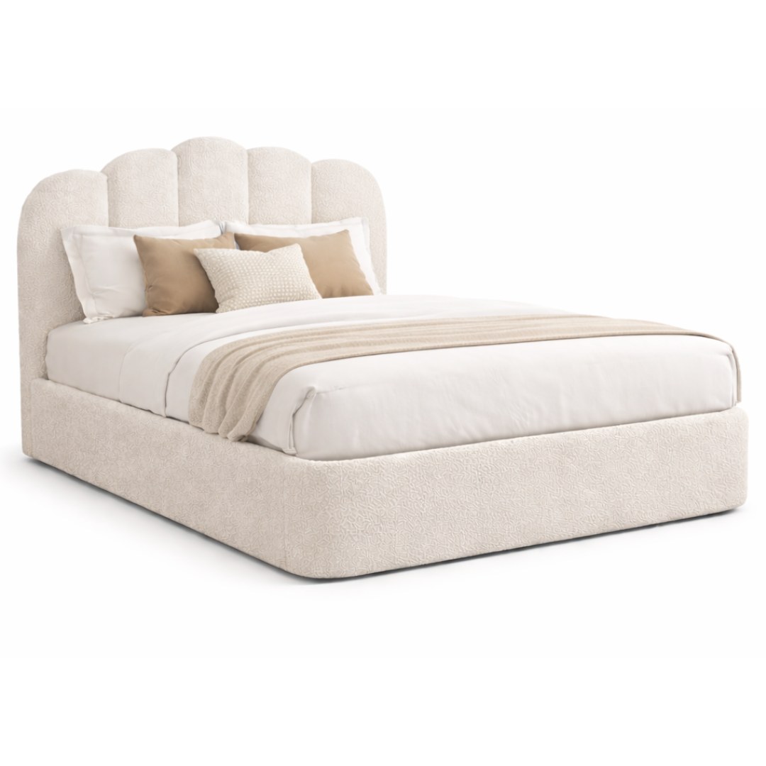 Wooden Twist Cloudora Luxury Full Upholstered Bouclé Storage Bed with Hydraulic Lift Modern Designer Bed with Deep Storage & Padded Headboard (Super King) - Image 5