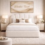 Wooden Twist Cloudora Luxury Full Upholstered Bouclé Storage Bed with Hydraulic Lift Modern Designer Bed with Deep Storage & Padded Headboard (Queen)