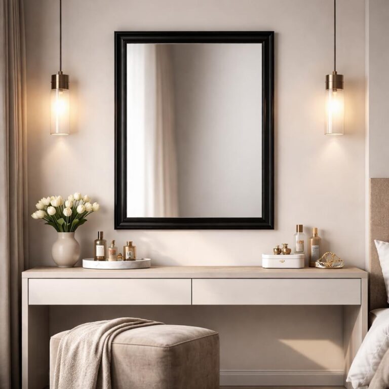 Black PVC Frame Rectangular Wall Mirror 68 x 98 cm with Wall Hanging Hardware,Entryway, Bedroom, Living Room, Vanity Décor