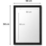 Black PVC Frame Rectangular Wall Mirror 68 x 98 cm with Wall Hanging Hardware,Entryway, Bedroom, Living Room, Vanity Décor