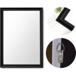 Black PVC Frame Rectangular Wall Mirror 68 x 98 cm with Wall Hanging Hardware,Entryway, Bedroom, Living Room, Vanity Décor