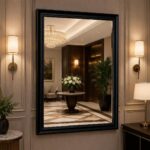 Black PVC Frame Rectangular Wall Mirror 68 x 98 cm with Wall Hanging Hardware,Entryway, Bedroom, Living Room, Vanity Décor