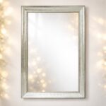 Champagne Framed Wall Mirror 99×69 cm – Rectangular Ribbed Beaded Frame Decorative Vanity Mirror, Premium Textured Champagne Mirror for Living Room, Bedroom, Bathroom Wall Décor