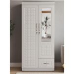 Backlund 2-Door Wardrobe with Mirror and Drawer – Modern Storage Cabinet