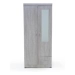 Backlund 2-Door Wardrobe with Mirror and Drawer – Modern Storage Cabinet Color Mapple