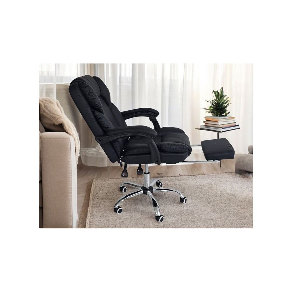 Black Ergonomic Office Chair with Footrest - Image 2