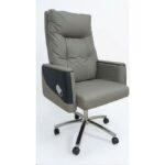 Modern High-Back Executive Office Chair – Ergonomic Padded Boss Chair with Carbon-Fiber Style Side Panels, Heavy-Duty Chrome Base & 360° Swivel