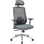 Ergonomic High-Back Mesh Office Chair with Adjustable Headrest & Lumbar Support - Grey