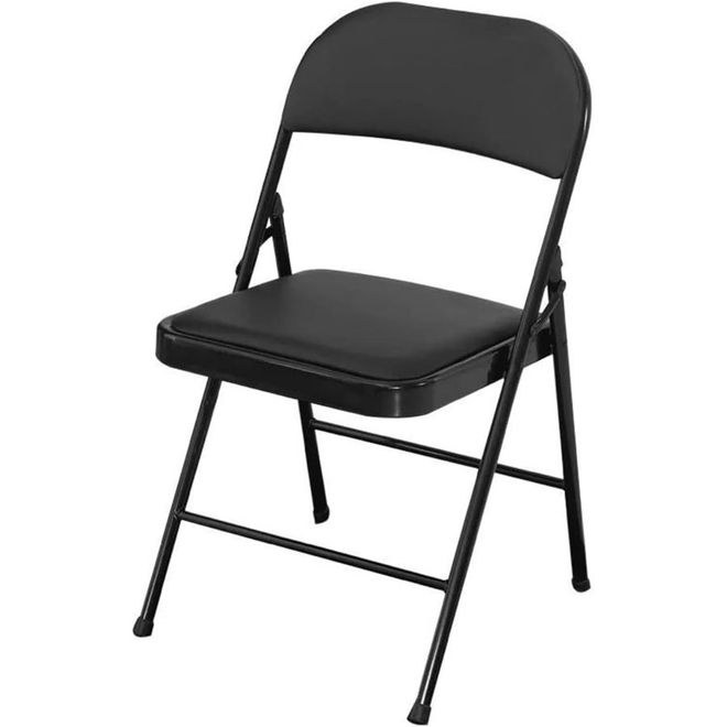 Folding Chair With Padded Seats Multi Functional Portable Chair For Home Dining Office Outdoor Fishing, Black