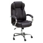 Premium Ergonomic Office Chair – Black PU Leather, Adjustable Height, 360° Swivel, Padded Seat & Armrests, Modern Executive Comfort Chair for Home & Office Use