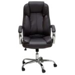 Premium Ergonomic Office Chair – Black PU Leather, Adjustable Height, 360° Swivel, Padded Seat & Armrests, Modern Executive Comfort Chair for Home & Office Use