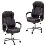 Premium Ergonomic Office Chair – Black PU Leather, Adjustable Height, 360° Swivel, Padded Seat & Armrests, Modern Executive Comfort Chair for Home & Office Use