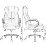Premium Ergonomic Office Chair – White PU Leather, Adjustable Height, 360° Swivel, Padded Seat & Armrests, Modern Executive Comfort Chair for Home & Office Use