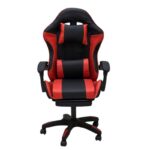 Premium Ergonomic Gaming Chair – BLACK & RED PU Leather, Adjustable Height & Recline, 360° Swivel, Lumbar & Neck Support, Racing Style Comfort Chair for Gaming & Office Use