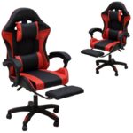 Premium Ergonomic Gaming Chair – BLACK & RED PU Leather, Adjustable Height & Recline, 360° Swivel, Lumbar & Neck Support, Racing Style Comfort Chair for Gaming & Office Use