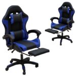 Premium Ergonomic Gaming Chair – BLACK & BLUE PU Leather, Adjustable Height & Recline, 360° Swivel, Lumbar & Neck Support, Racing Style Comfort Chair for Gaming & Office Use