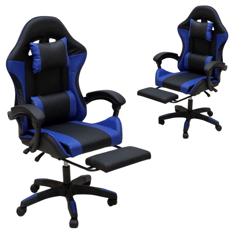 Premium Ergonomic Gaming Chair – BLACK & BLUE PU Leather, Adjustable Height & Recline, 360° Swivel, Lumbar & Neck Support, Racing Style Comfort Chair for Gaming & Office Use - Image 4