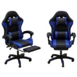 Premium Ergonomic Gaming Chair – BLACK & BLUE PU Leather, Adjustable Height & Recline, 360° Swivel, Lumbar & Neck Support, Racing Style Comfort Chair for Gaming & Office Use