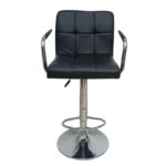 Modern Bar Chair – Black PU Leather, Adjustable Height, 360° Swivel, Padded Seat with Footrest, Sturdy Base, Stylish Counter & Bar Stool for, Home & Café Use