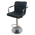 Modern Bar Chair – Black PU Leather, Adjustable Height, 360° Swivel, Padded Seat with Footrest, Sturdy Base, Stylish Counter & Bar Stool for, Home & Café Use