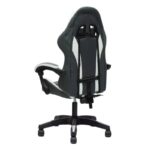 Premium Ergonomic Gaming Chair – Grey & White PU Leather, Adjustable Height & Recline, 360° Swivel, Lumbar & Neck Support, Racing Style Comfortable Chair for Gaming & Office Use