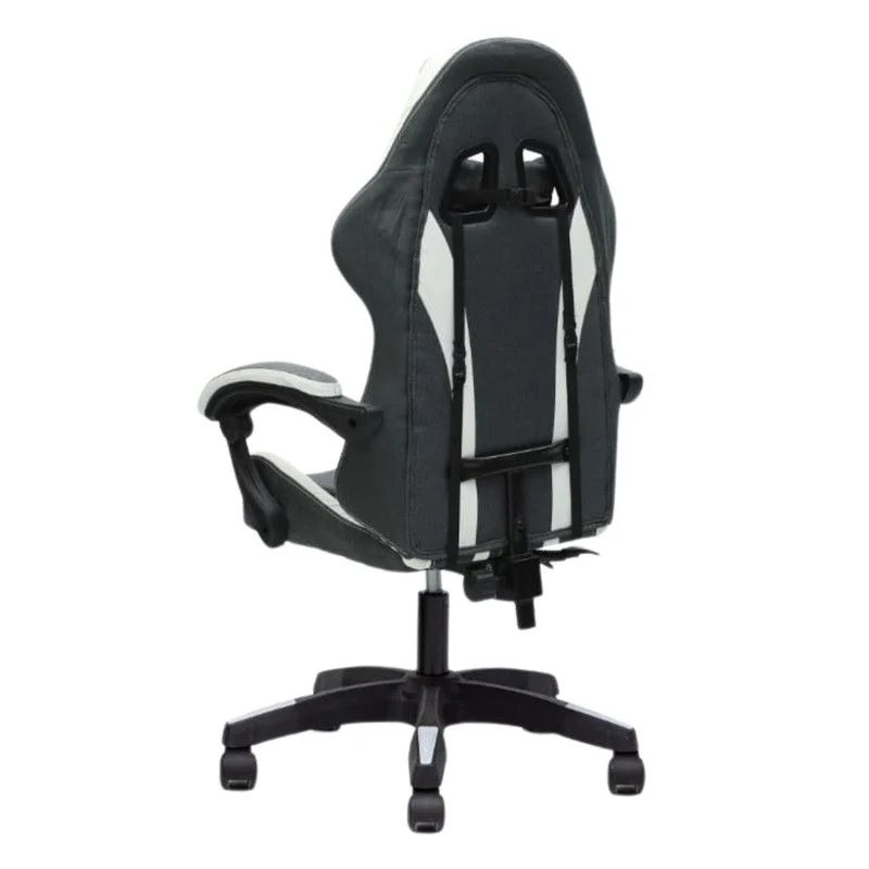 Premium Ergonomic Gaming Chair – Grey & White PU Leather, Adjustable Height & Recline, 360° Swivel, Lumbar & Neck Support, Racing Style Comfortable Chair for Gaming & Office Use - Image 3