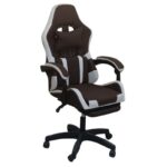 Ergonomic Gaming Chair Brown & White – High-Back Reclining Design, Adjustable Height, Lumbar Support & Headrest Pillow, Premium PU Leather, 360° Swivel, Heavy-Duty Base for Office & Gaming
