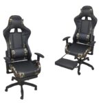 Ergonomic Gaming Chair Black & Army Green – High-Back Reclining Design, Adjustable Height, Lumbar & Headrest Support, Premium PU Leather, 360° Swivel, Heavy-Duty Base for Gaming & Office