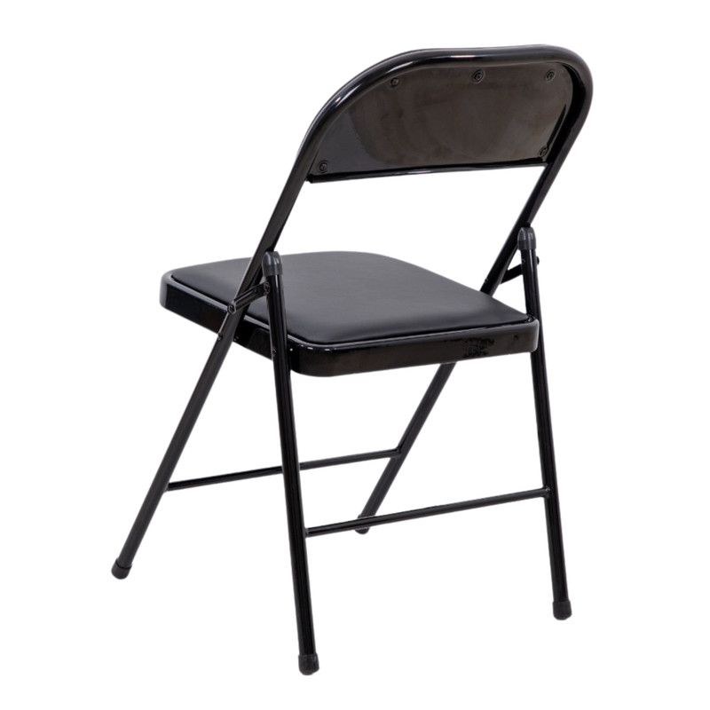 Black Folding Chair Indoor & Outdoor – Portable Heavy-Duty Steel Frame, Foldable Design, Non-Slip Feet, Lightweight & Durable Seating for Home, Garden, Camping & Events - Image 2