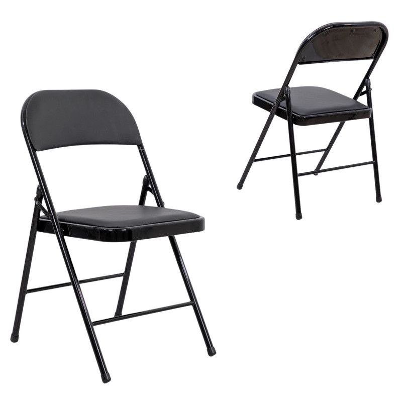Black Folding Chair Indoor & Outdoor – Portable Heavy-Duty Steel Frame, Foldable Design, Non-Slip Feet, Lightweight & Durable Seating for Home, Garden, Camping & Events - Image 3