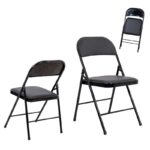 Black Folding Chair Indoor & Outdoor – Portable Heavy-Duty Steel Frame, Foldable Design, Non-Slip Feet, Lightweight & Durable Seating for Home, Garden, Camping & Events