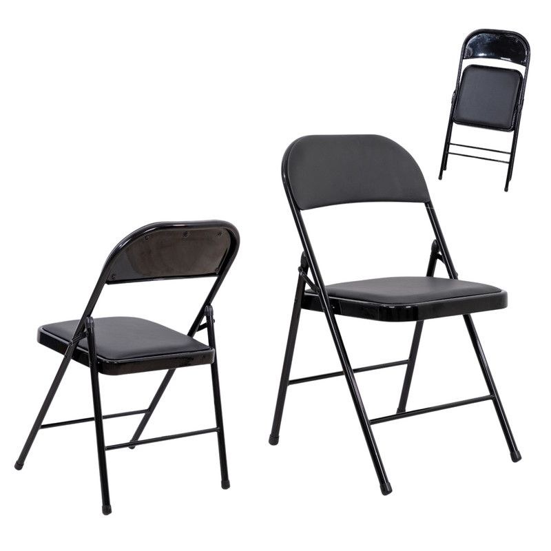 Black Folding Chair Indoor & Outdoor – Portable Heavy-Duty Steel Frame, Foldable Design, Non-Slip Feet, Lightweight & Durable Seating for Home, Garden, Camping & Events - Image 4