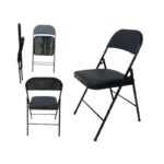 Multi-Purpose Black Folding Chair Indoor Outdoor – Durable Foldable Chair, Compact Storage, Sturdy Build, Non-Slip Feet, Ideal for Home, Office, Patio, Camping & Events