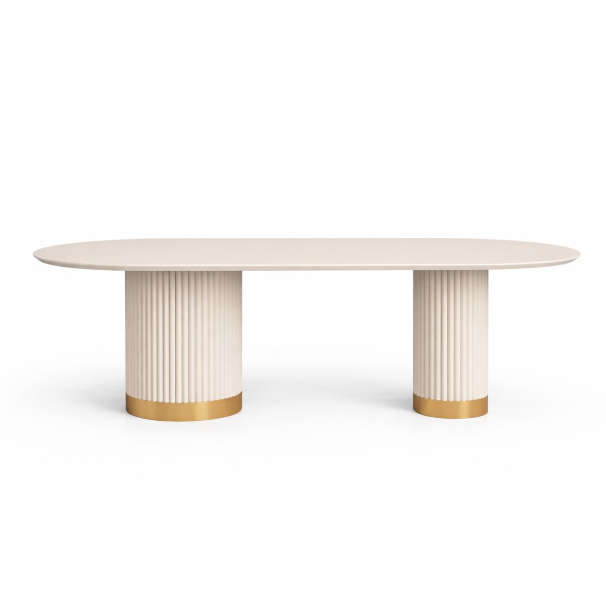 Wooden Twist Elara Fluted Oval Dining Table 6 Seater with Dual Pedestal Base Modern Luxury Designer Dining Table (200X90X75 CM) - Image 4
