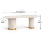 Wooden Twist Elara Fluted Oval Dining Table 6 Seater with Dual Pedestal Base Modern Luxury Designer Dining Table (200X90X75 CM)