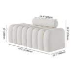 Modern Upholstered Accent Bench Curved Design Fabric Seat for Living Room Bedroom Entryway - White - 120x50x53 cm