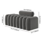Modern Upholstered Accent Bench Curved Design Fabric Seat for Living Room Bedroom Entryway - Gray - 120x50x53 cm