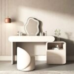 Vanity Dressing Table Set with LED Mirror, Stool and Side Drawer Cabinet, Wood Finish, Classic White, Women's Bedroom Vanity Desk