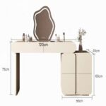 Modern Dressing Table with Mirror and Stool, Classic White Makeup Table with Storage Drawers Cabinet for Bedroom